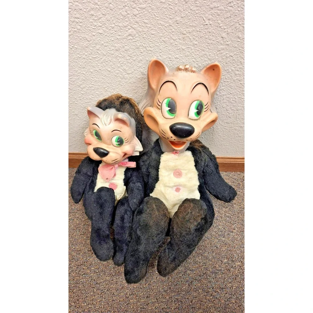 Knickerbocker Mr/ Mrs Jinx Black Cat Plush Toy Huckleberry‎ Hound Rubber